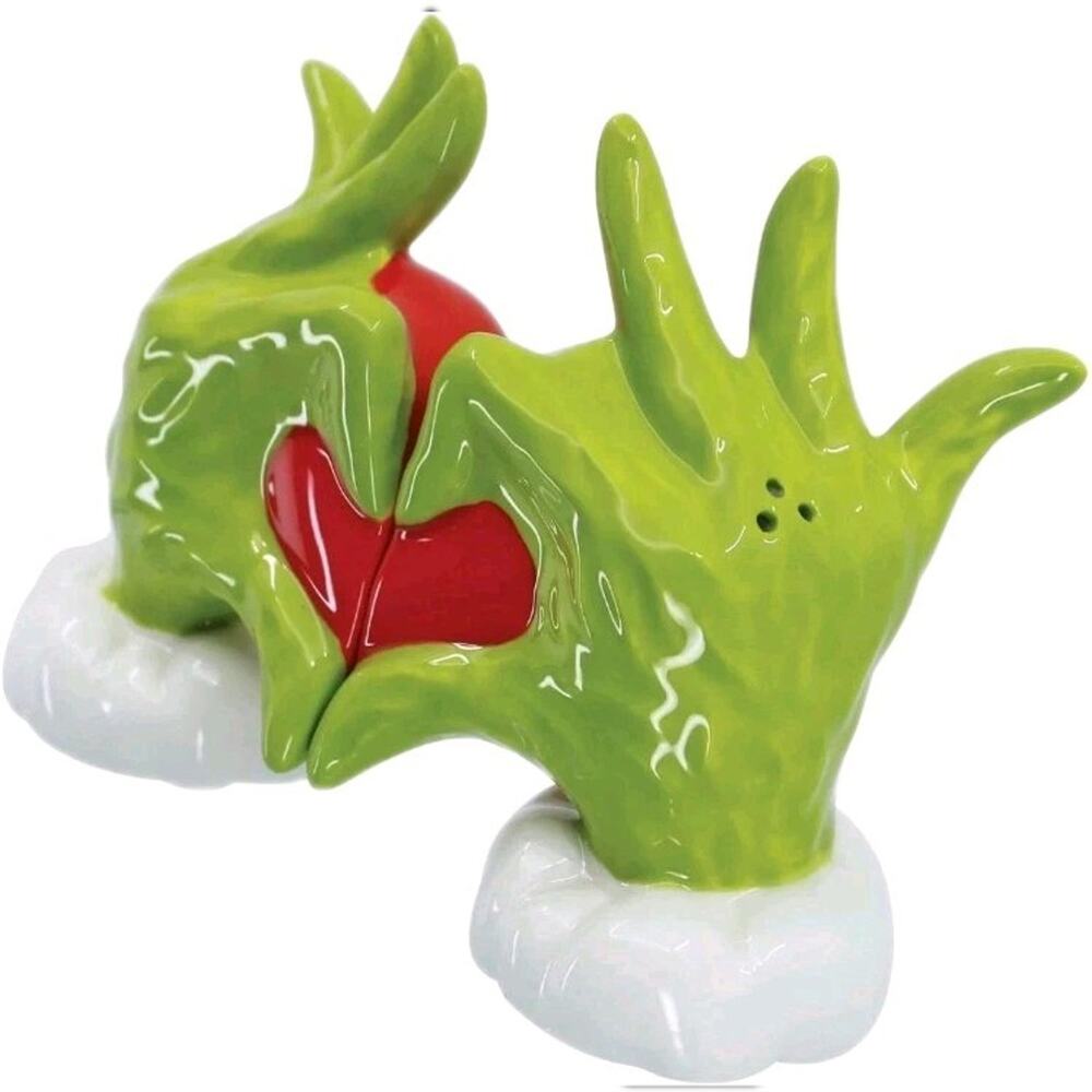 The Grinch Heart Hands Salt & Pepper Shaker Set Department 56 Enesco NEW IN BOX - Picture 4 of 10